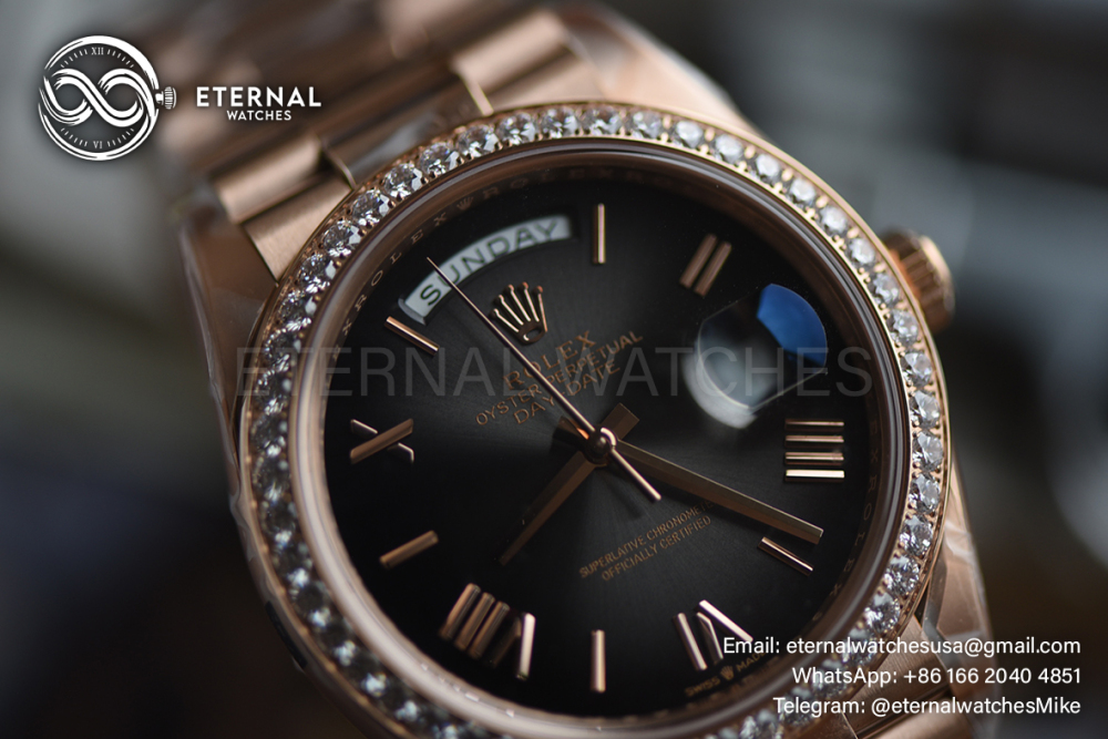 ROLEX - SUPER CLONE DayDate 228235 40mm Rose Gold Black Dial VSF V2 (Weight Adjusted)
