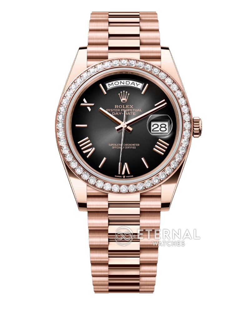 ROLEX - SUPER CLONE DayDate 228235 40mm Rose Gold Black Dial VSF V2 (Weight Adjusted)