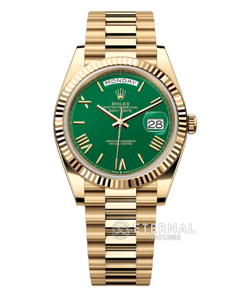 ROLEX - SUPER CLONE DayDate 228238 40mm Yellow Gold Green Dial VSF V2 (Weight Adjusted)