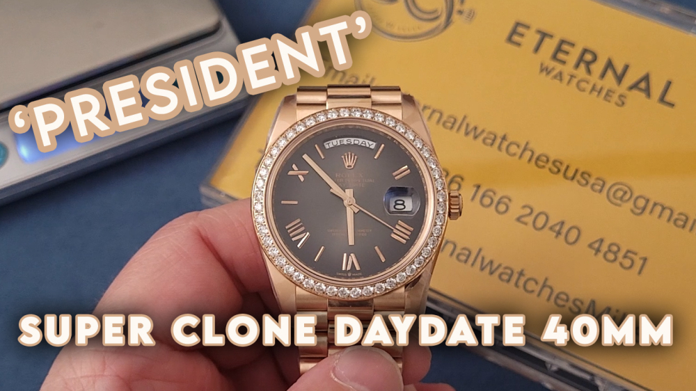 ROLEX - SUPER CLONE DayDate 228235 40mm Rose Gold Black Dial VSF V2 (Weight Adjusted)