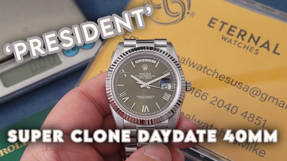 ROLEX - SUPER CLONE DayDate 228236 40mm SS/SS Black/Rmn VSF V2 DD3255 (Weight Adjusted)