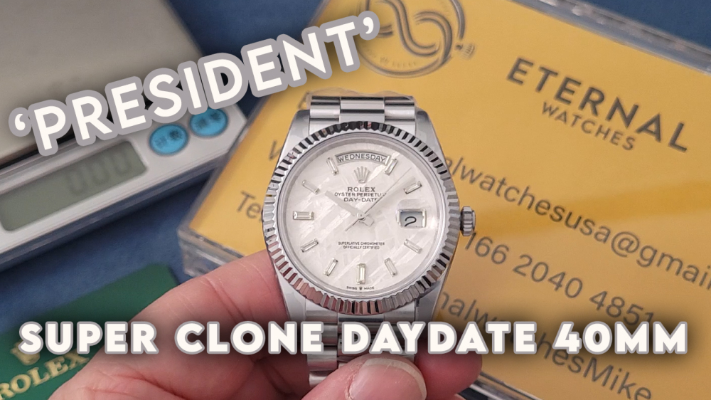 ROLEX - SUPER CLONE DayDate 228236 40mm SS/SS Meteorite/Diamond VSF V2 DD3255 (Weight Adjusted)
