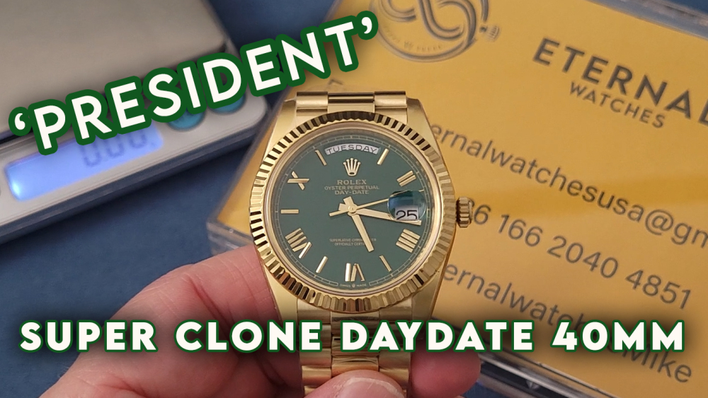 ROLEX - SUPER CLONE DayDate 228238 40mm Yellow Gold Green Dial VSF V2 (Weight Adjusted)