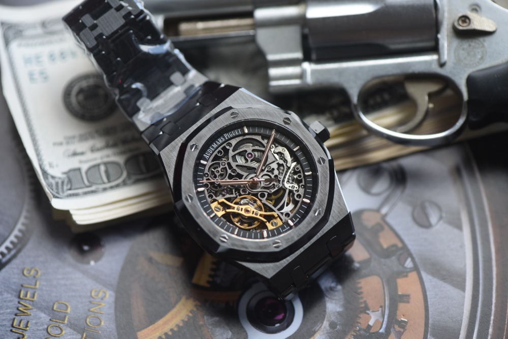 AUDEMARS PIGUET - SUPER MOD Royal Oak 15416CE 41mm Cer/Cer Skeleton Dial 3132 Free Sprung
