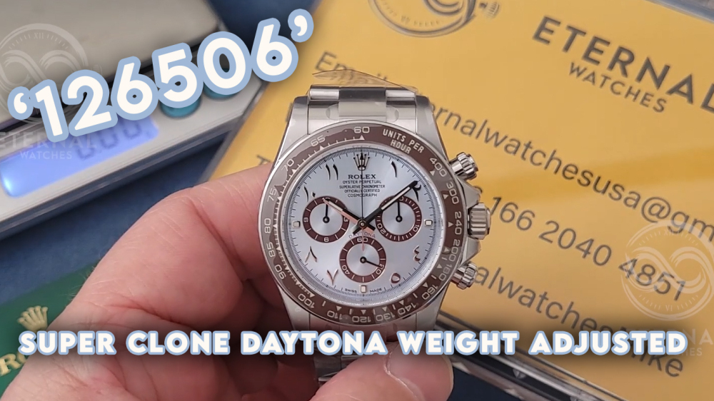 ROLEX - SUPER CLONE Daytona 126506 40mm SS Ice Blue V3 RCF 4131 (Weight Adjusted)