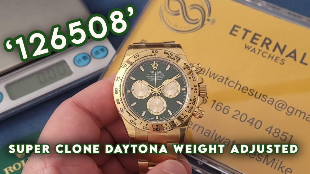 ROLEX - SUPER CLONE Daytona 126508 40mm YG/YG Green/Stk VSF V3 DD4131 (Weight Adjusted)
