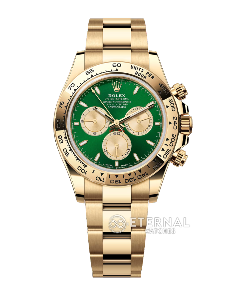 ROLEX - SUPER CLONE Daytona 126508 40mm YG/YG Green/Stk VSF V3 DD4131 (Weight Adjusted)