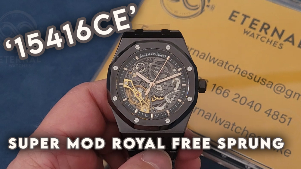 AUDEMARS PIGUET - SUPER MOD Royal Oak 15416CE 41mm Cer/Cer Skeleton Dial 3132 Free Sprung