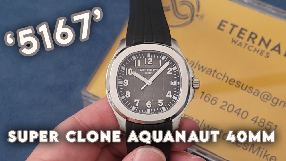 PATEK PHILIPPE - SUPER CLONE Aquanaut 5167 40mm SS/RU Grey Dial on Black Rubber Strap DDF DD330 (SW Dial)
