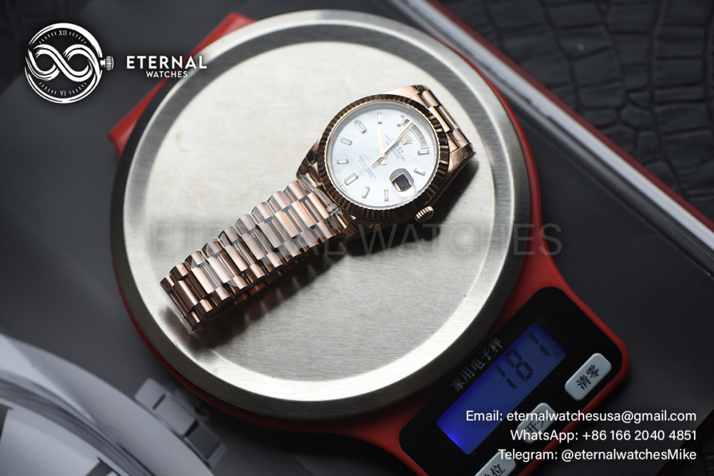 ROLEX - SUPER CLONE DayDate 228235 40mm RG/RG MOP/Dia VSF V2 DD3255 (Weight Adjusted)