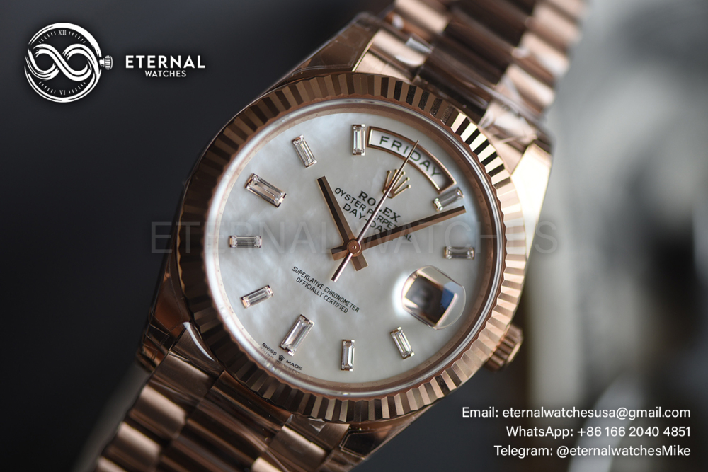 ROLEX - SUPER CLONE DayDate 228235 40mm RG/RG MOP/Dia VSF V2 DD3255 (Weight Adjusted)