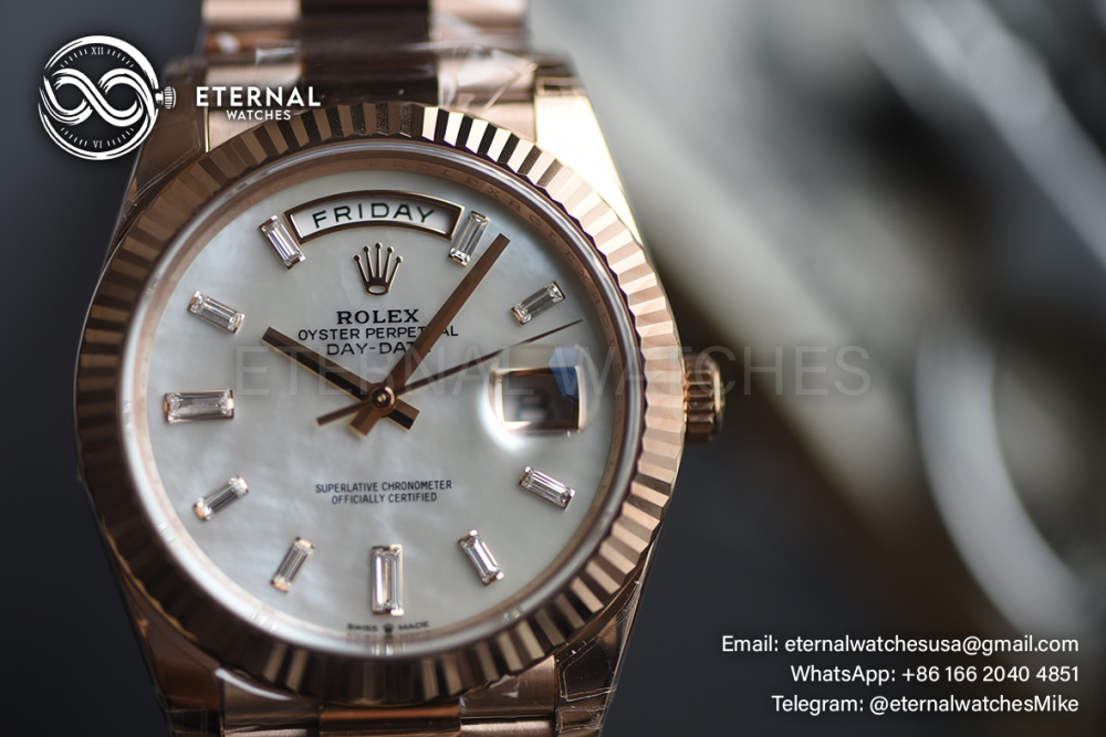 ROLEX - SUPER CLONE DayDate 228235 40mm RG/RG MOP/Dia VSF V2 DD3255 (Weight Adjusted)