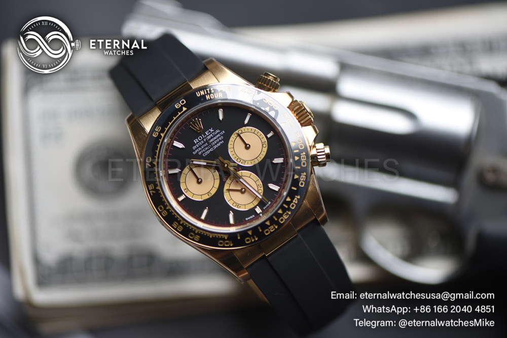 ROLEX - Super Clone Cosmograph Daytona 126518 40mm YG/RU Black/Gold VSF DD4131 (Weight Adjusted)