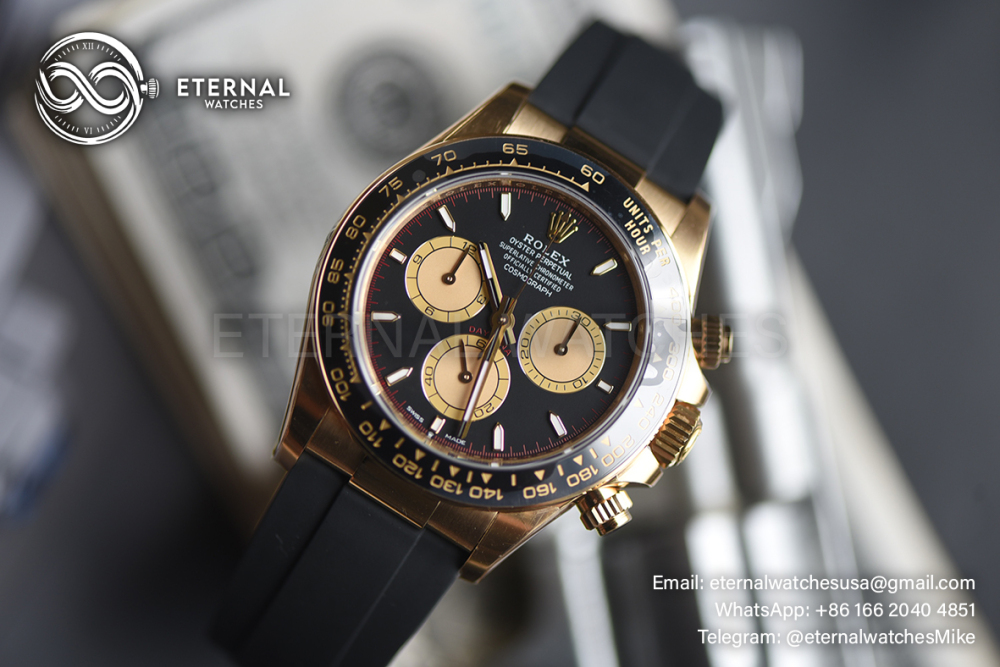 ROLEX - Super Clone Cosmograph Daytona 126518 40mm YG/RU Black/Gold VSF DD4131 (Weight Adjusted)