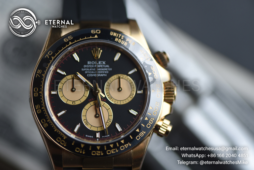 ROLEX - Super Clone Cosmograph Daytona 126518 40mm YG/RU Black/Gold VSF DD4131 (Weight Adjusted)