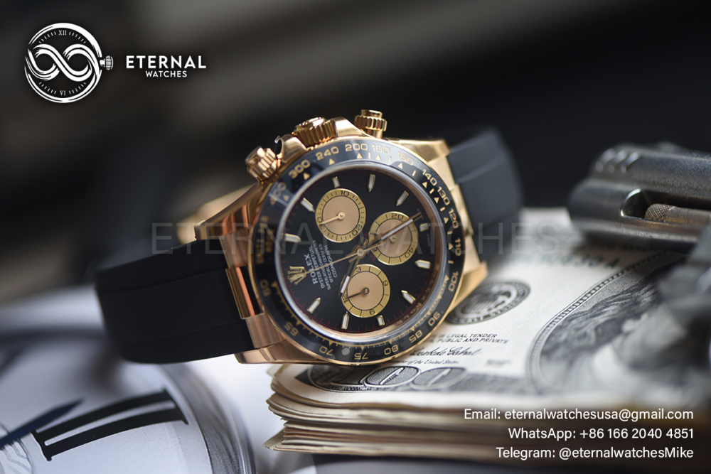 ROLEX - Super Clone Cosmograph Daytona 126518 40mm YG/RU Black/Gold VSF DD4131 (Weight Adjusted)
