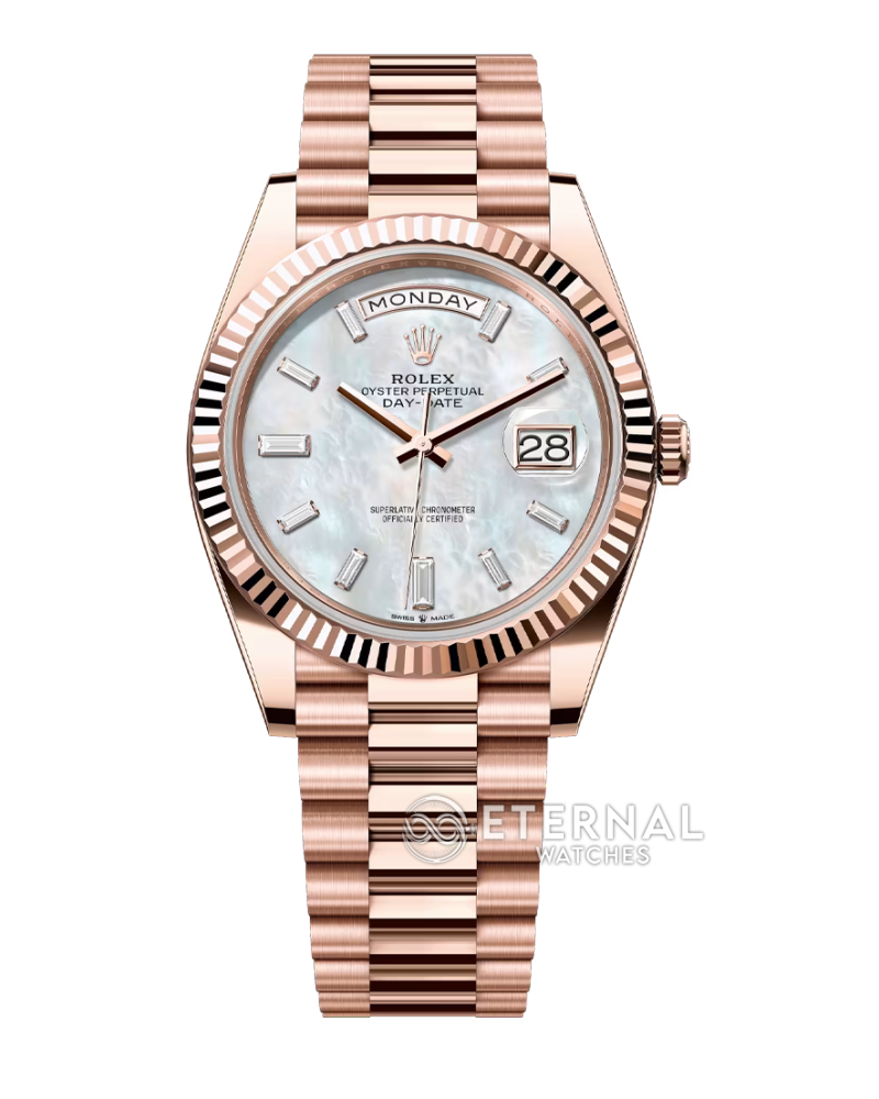 ROLEX - SUPER CLONE DayDate 228235 40mm RG/RG MOP/Dia VSF V2 DD3255 (Weight Adjusted)