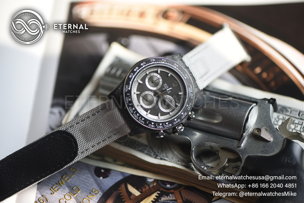 ROLEX - SUPER CLONE Daytona DIW 40mm White Carbon/NY Grey/Stk Dial Sonic DD4131