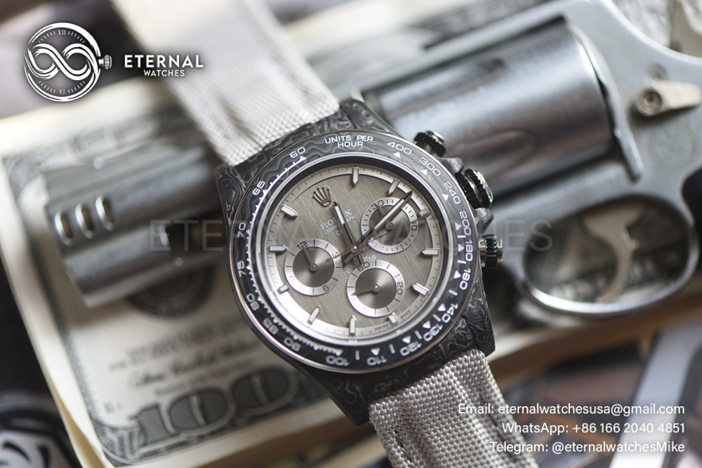 ROLEX - SUPER CLONE Daytona DIW 40mm White Carbon/NY Grey/Stk Dial Sonic DD4131