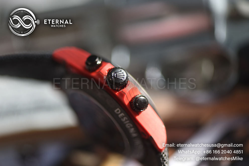 ROLEX - SUPER CLONE Daytona Diw The Iron Man 40mm Black Carbon FC/NY Red Dial SONIC DD4130