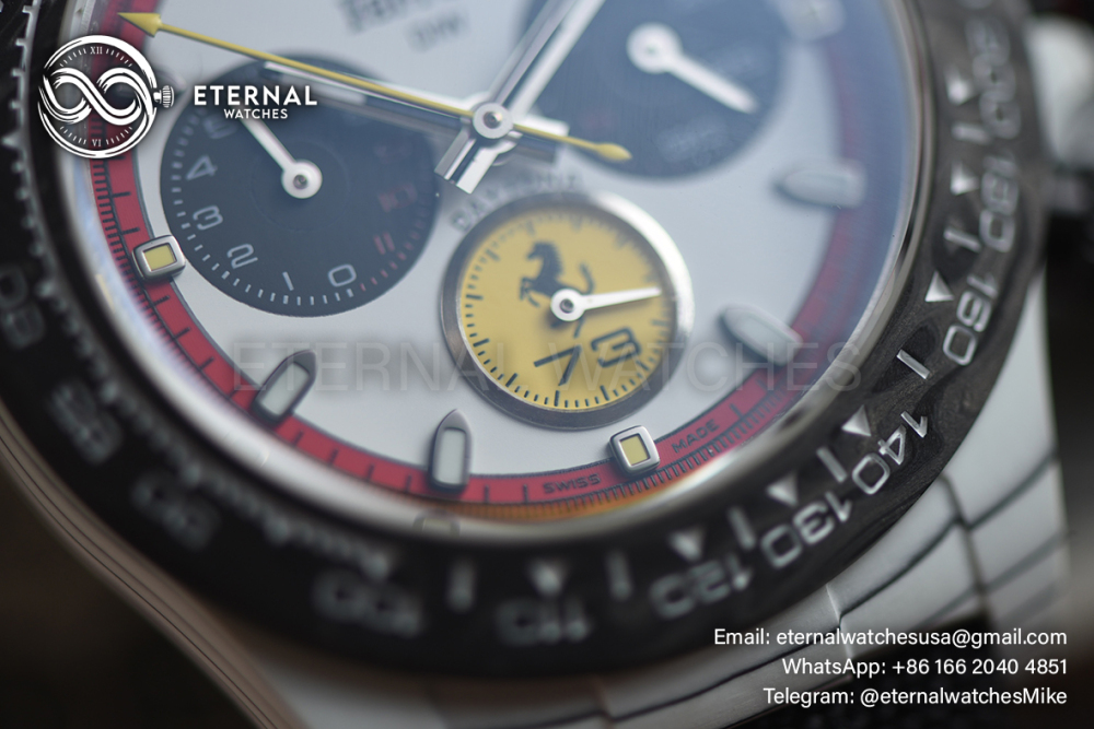 ROLEX - SUPER CLONE Daytona DIW Ferrari Special Edition 40mm White Carbon/NY White/Stk Dial Sonic DD4130