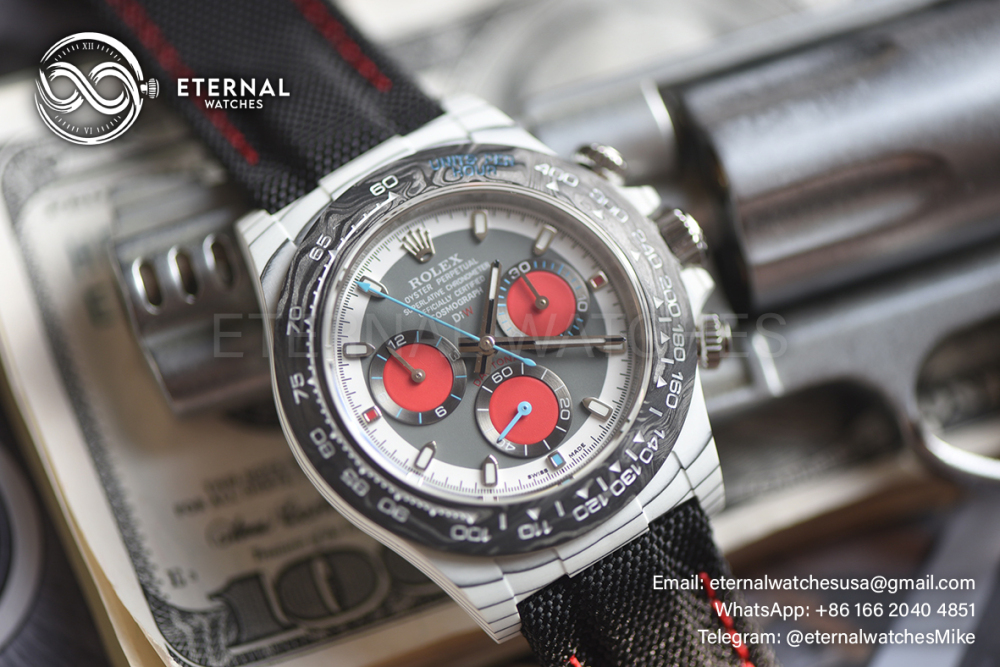 ROLEX - SUPER CLONE Daytona DIW 40mm White Carbon/Black NY Grey/Stk Dial Sonic DD4130