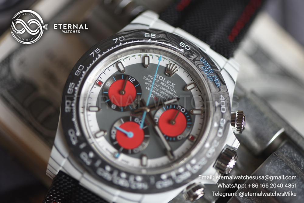 ROLEX - SUPER CLONE Daytona DIW 40mm White Carbon/Black NY Grey/Stk Dial Sonic DD4130