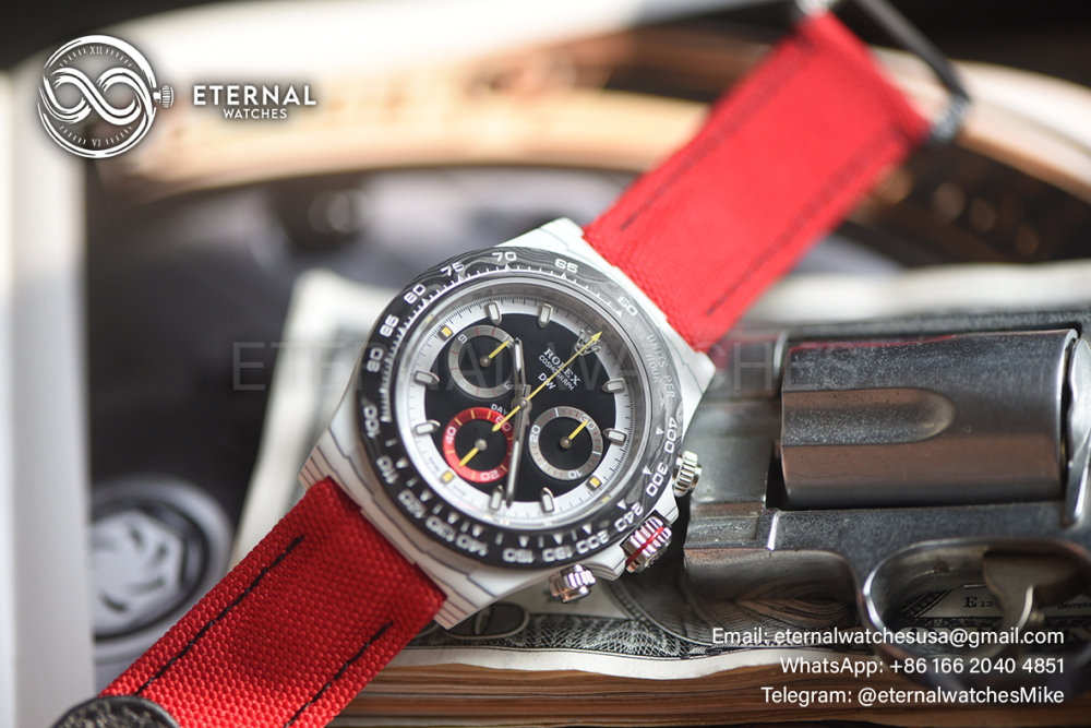 ROLEX - SUPER CLONE Daytona DIW 40mm White Carbon/NY Black/Stk Dial Sonic DD4130