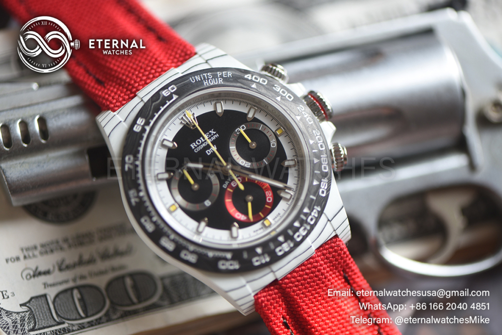 ROLEX - SUPER CLONE Daytona DIW 40mm White Carbon/NY Black/Stk Dial Sonic DD4130