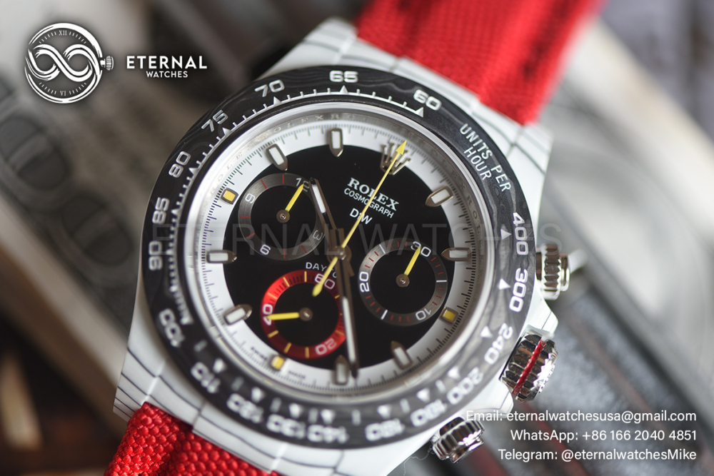 ROLEX - SUPER CLONE Daytona DIW 40mm White Carbon/NY Black/Stk Dial Sonic DD4130