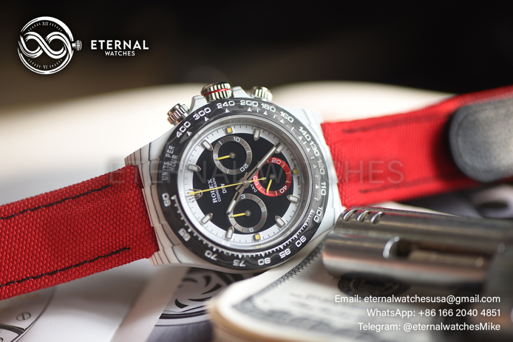 ROLEX - SUPER CLONE Daytona DIW 40mm White Carbon/NY Black/Stk Dial Sonic DD4130