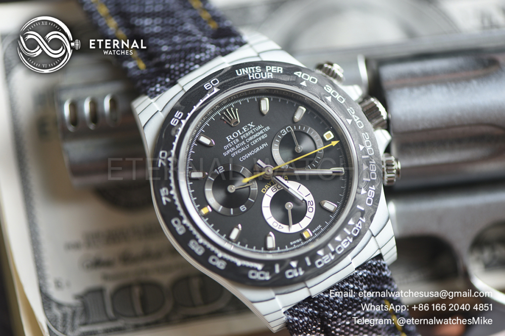 ROLEX - SUPER CLONE Daytona DIW 40mm White Carbon/NY Grey/Stk Dial Sonic DD4130