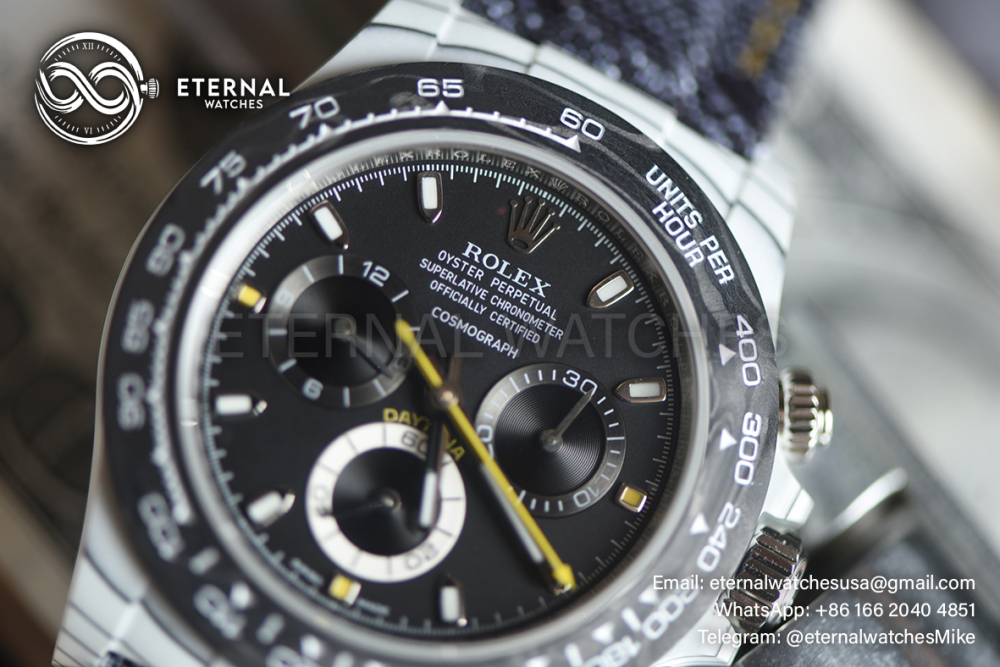 ROLEX - SUPER CLONE Daytona DIW 40mm White Carbon/NY Grey/Stk Dial Sonic DD4130
