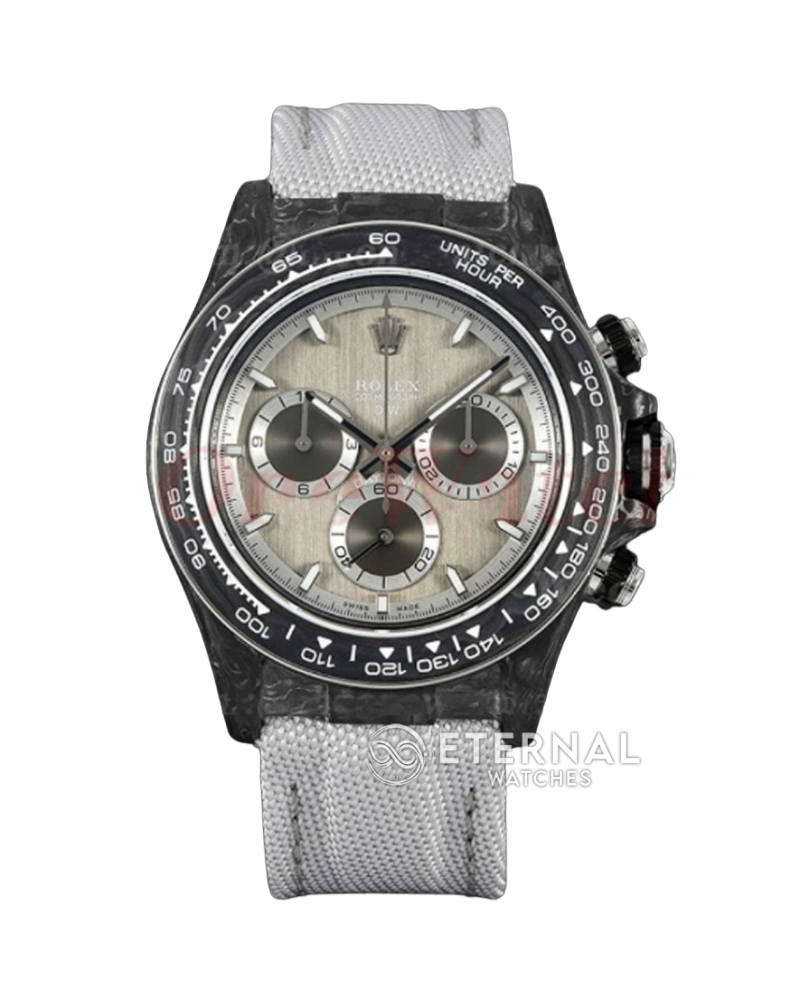 ROLEX - SUPER CLONE Daytona DIW 40mm White Carbon/NY Grey/Stk Dial Sonic DD4131