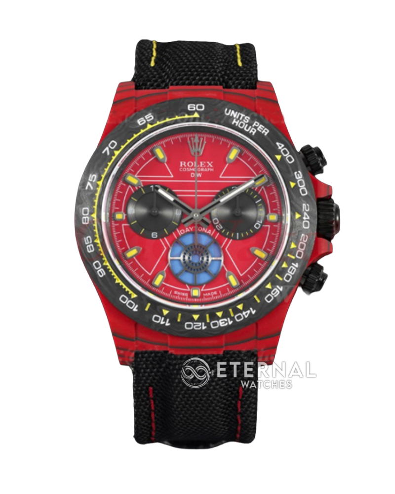 ROLEX - SUPER CLONE Daytona Diw The Iron Man 40mm Black Carbon FC/NY Red Dial SONIC DD4130