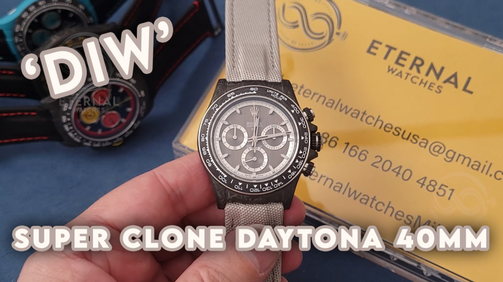 ROLEX - SUPER CLONE Daytona DIW 40mm White Carbon/NY Grey/Stk Dial Sonic DD4131