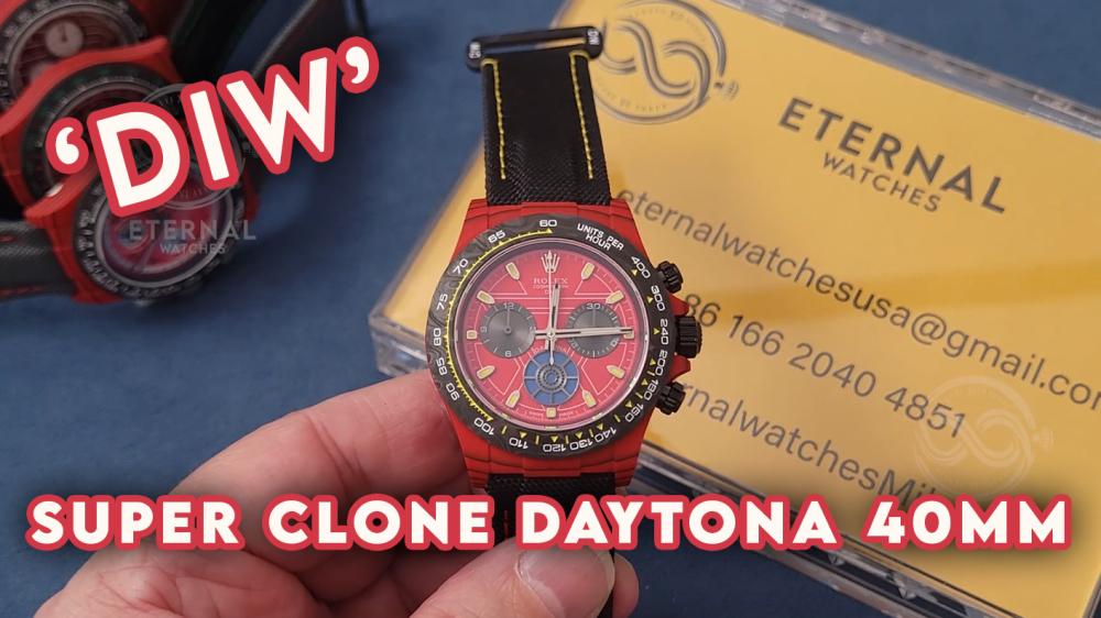 ROLEX - SUPER CLONE Daytona Diw The Iron Man 40mm Black Carbon FC/NY Red Dial SONIC DD4130