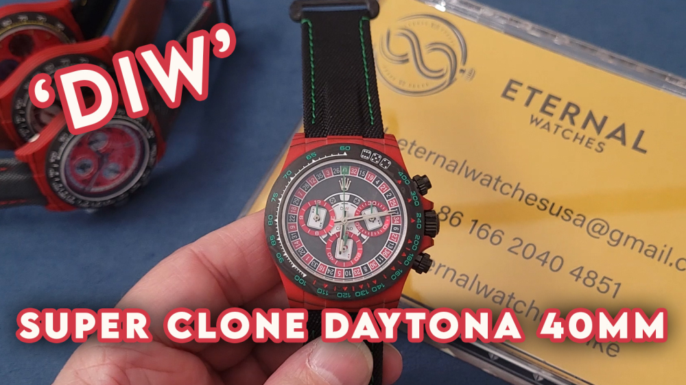 ROLEX - SUPER CLONE Daytona DIW 40mm Carbon/NY Roulette Dial Sonic DD4130