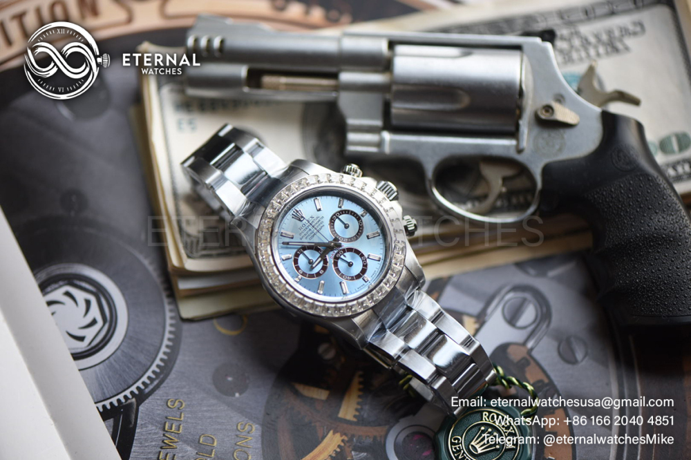 ROLEX - SUPER MOD Daytona 126505 40mm Ice Blue Diamond Bezel V3 4131 (Weight Adjusted)