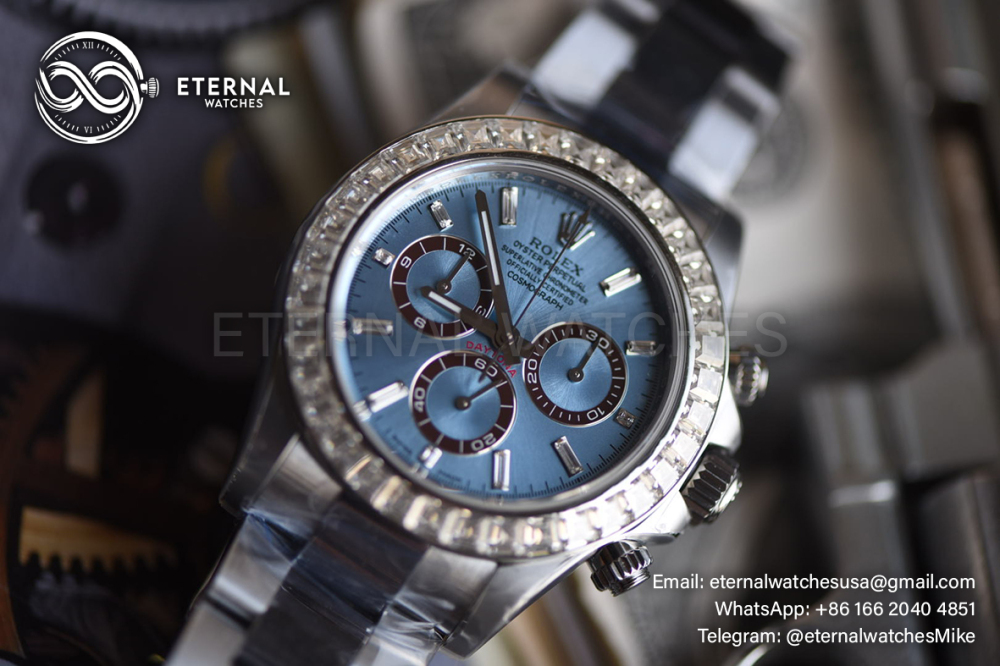 ROLEX - SUPER MOD Daytona 126505 40mm Ice Blue Diamond Bezel V3 4131 (Weight Adjusted)
