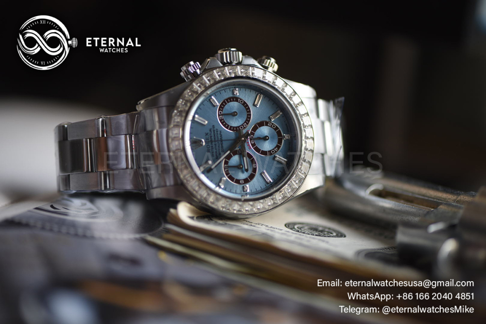 ROLEX - SUPER MOD Daytona 126505 40mm Ice Blue Diamond Bezel V3 4131 (Weight Adjusted)