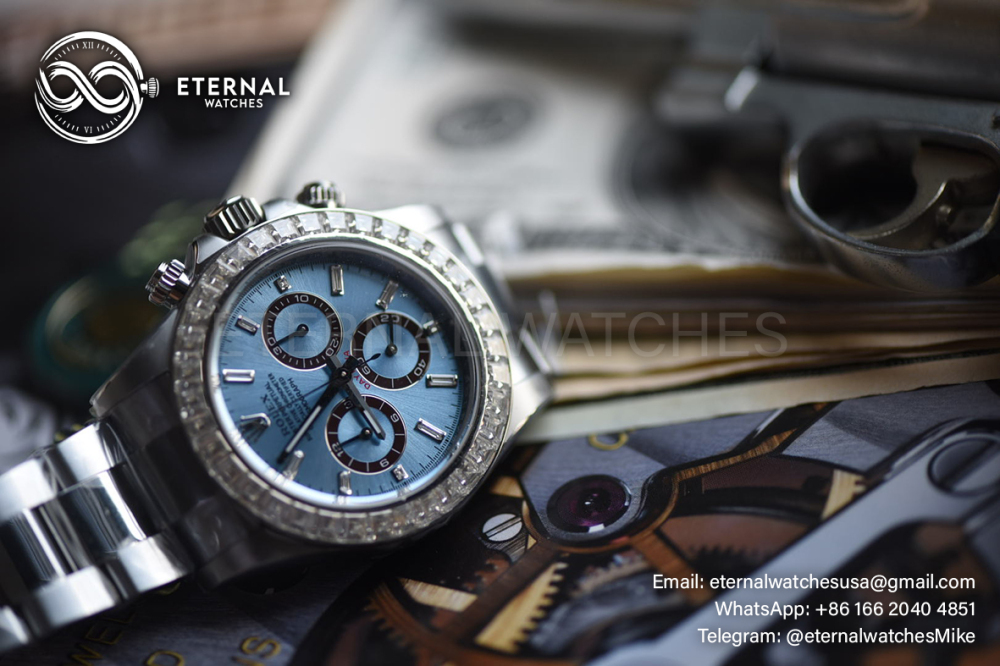 ROLEX - SUPER MOD Daytona 126505 40mm Ice Blue Diamond Bezel V3 4131 (Weight Adjusted)