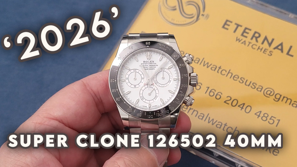 ROLEX - SUPER CLONE 2026 Daytona 126502 Platinum Rolesium Enamel Dial 4131 Free Sprung