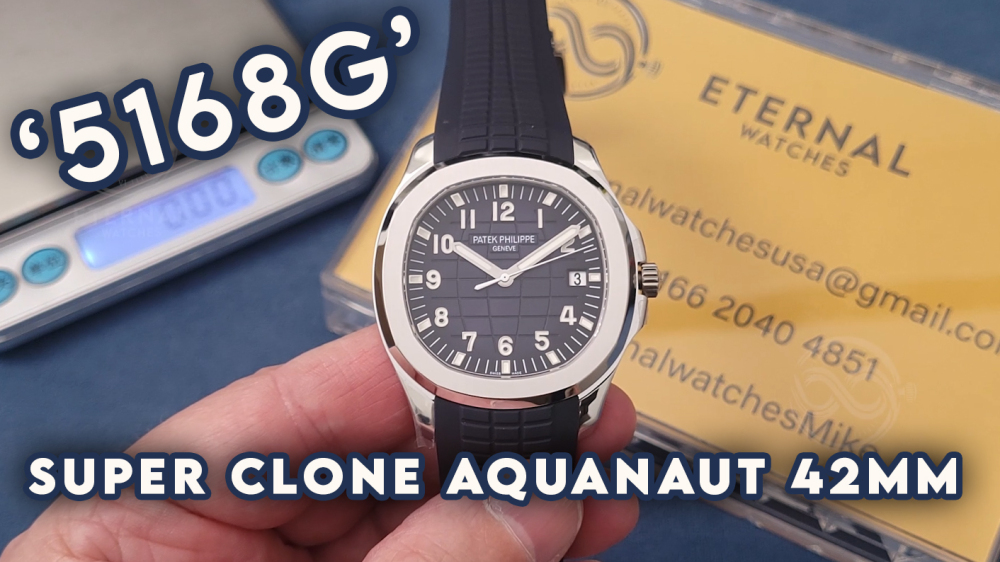PATEK PHILIPPE - SUPER CLONE Aquanaut 5168G 42mm SS/RU Blue/Num DDF DD330 SW Dial (Weight Adjusted)