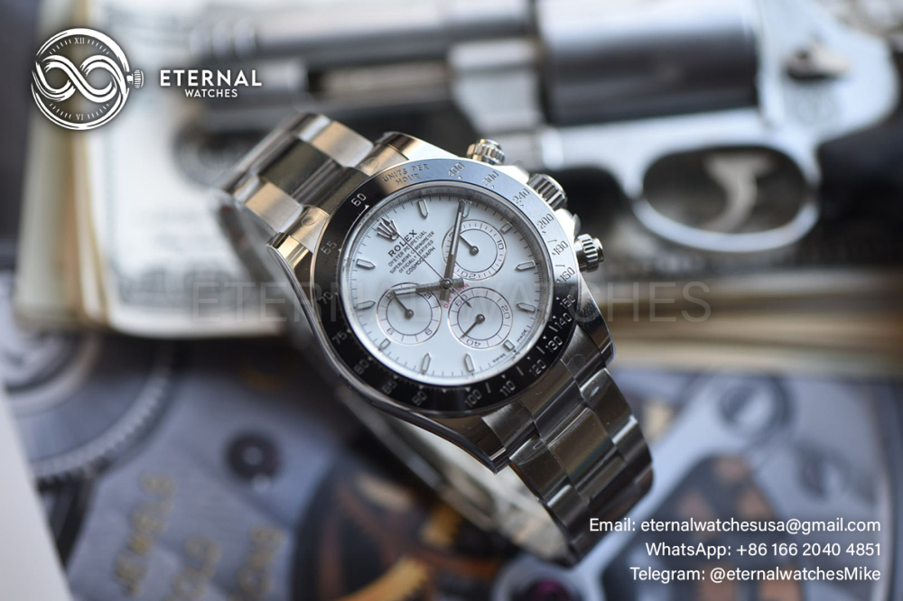 ROLEX - SUPER CLONE 2026 Daytona 126502 Platinum Rolesium Enamel Dial 4131 Free Sprung