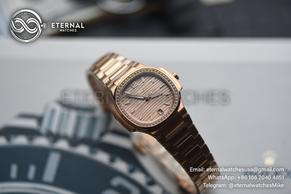 PATEK PHILIPPE - SUPER CLONE Nautilus 7118 35mm RG/RG Dia Gold Dial DDF DD330