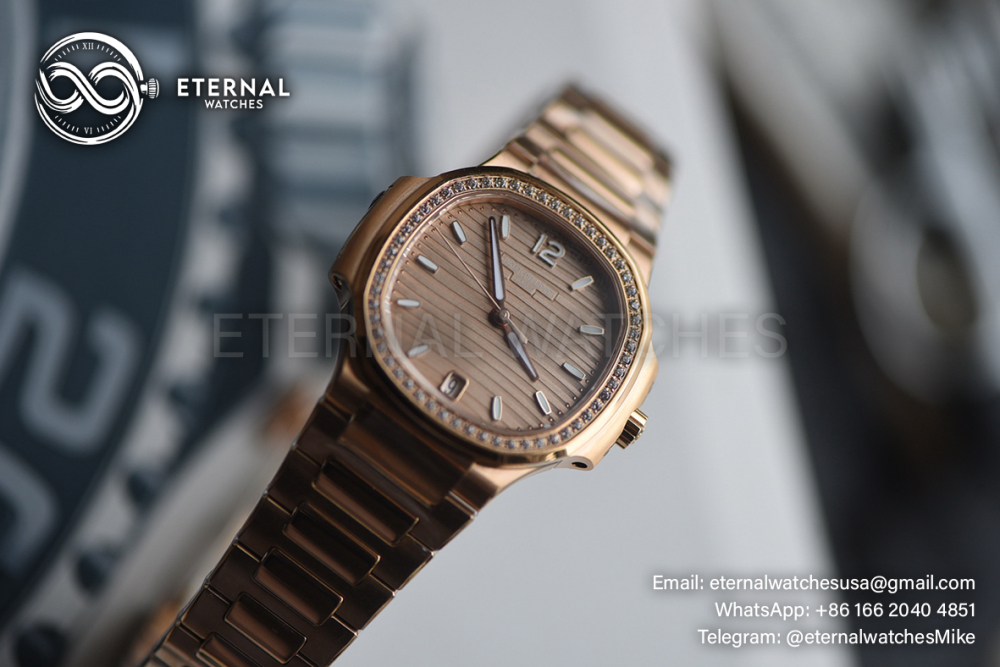PATEK PHILIPPE - SUPER CLONE Nautilus 7118 35mm RG/RG Dia Gold Dial DDF DD330