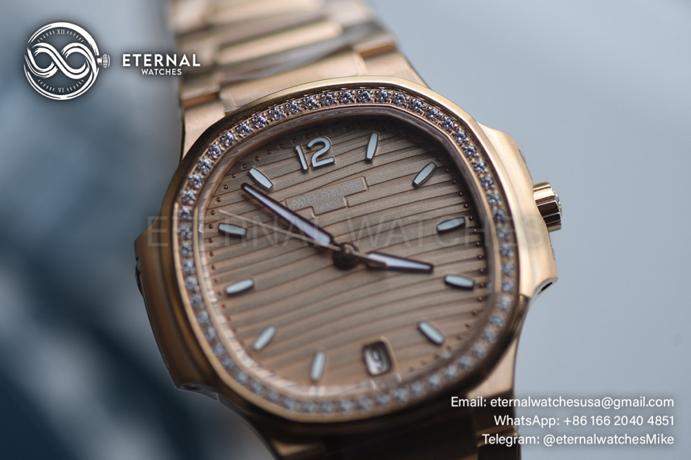 PATEK PHILIPPE - SUPER CLONE Nautilus 7118 35mm RG/RG Dia Gold Dial DDF DD330