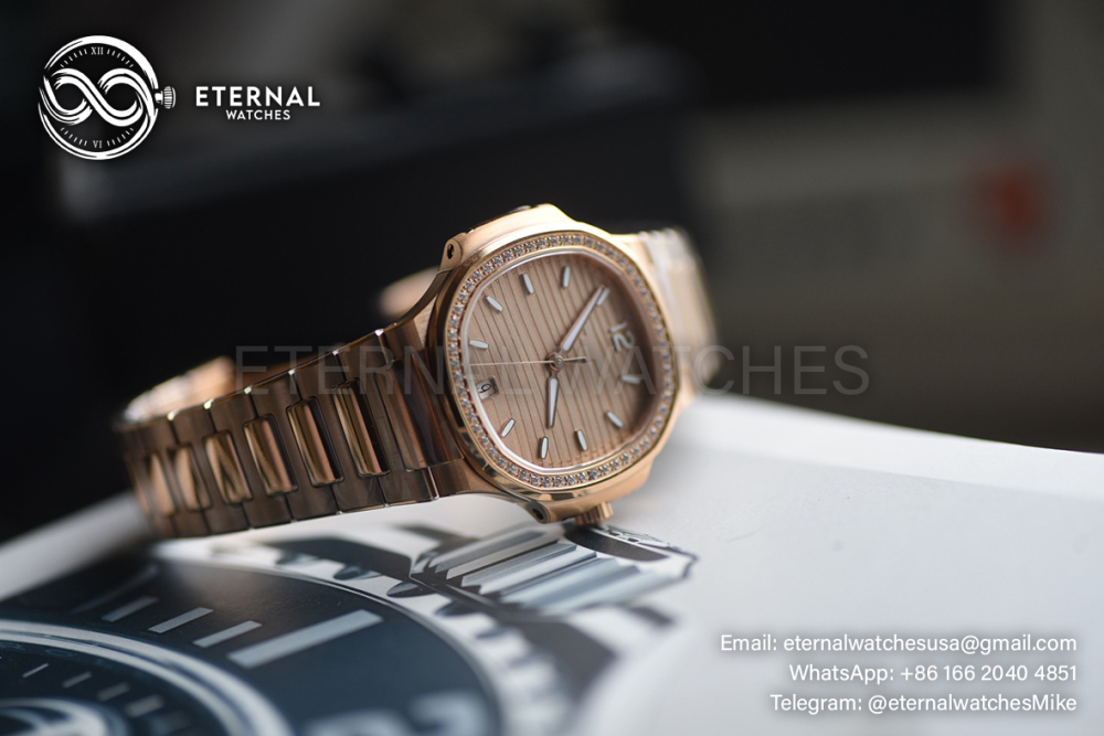 PATEK PHILIPPE - SUPER CLONE Nautilus 7118 35mm RG/RG Dia Gold Dial DDF DD330