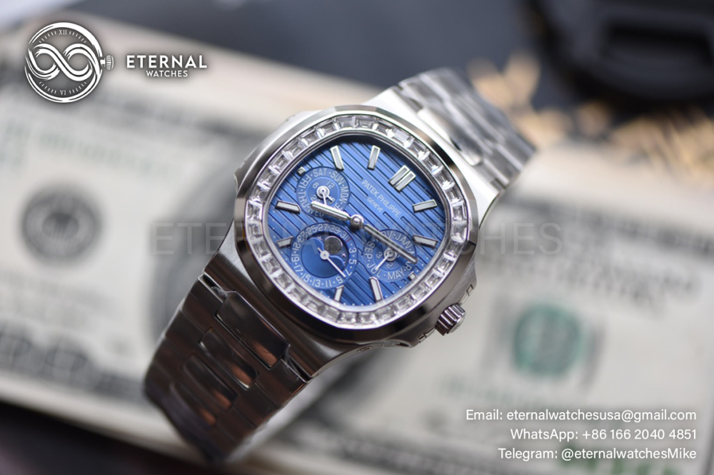 PATEK PHILIPPE - Nautilus 40mm 5740 SS/SS Blue/Stk diamonds GRF A240